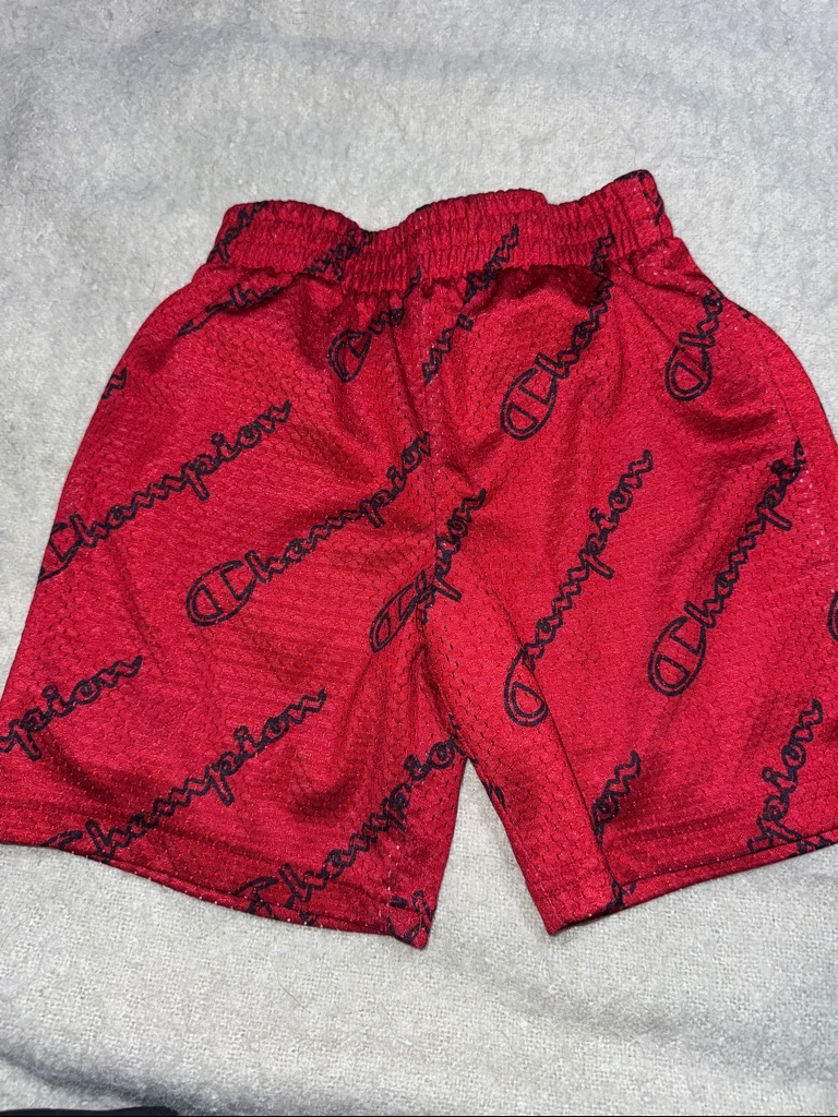Champion Red Logo-Print Mesh Shorts For Kids